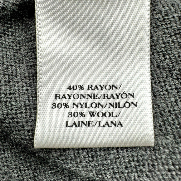 ANN TAYLOR Women Small Grey Sweater Long Sleeve Tunic White Love Birds Wool Soft - Picture 7 of 10